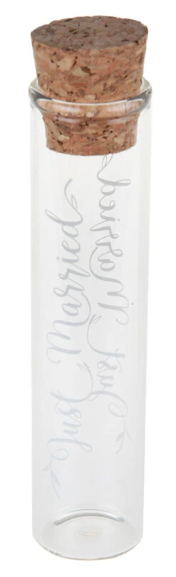 Glazen Buisjes Met Kurk Just Married (10cm)