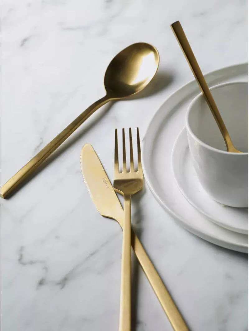 POMAX- OSAWA - Bestekset 16-delig 18/10 - Roestvrij Staal - Goud 5 POMAX- OSAWA - Bestekset 16-delig 18/10 - Roestvrij Staal - Goud - Afbeelding 3